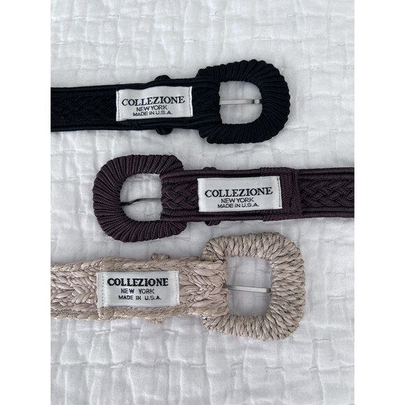 COLLEZIONE Woven Braided Belts Brown, Black, And Natural Small/Medium EUC main image 6